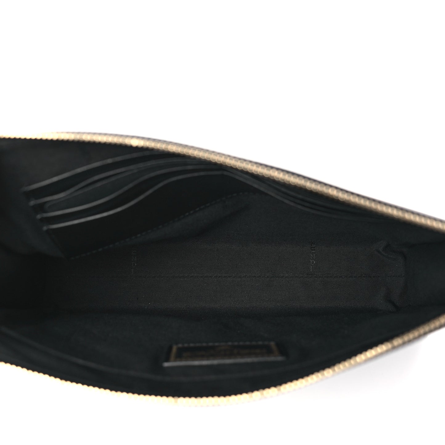 X VERSACE Vitello Grace Fendace FF Baroque Logo Large Flat Pouch Black