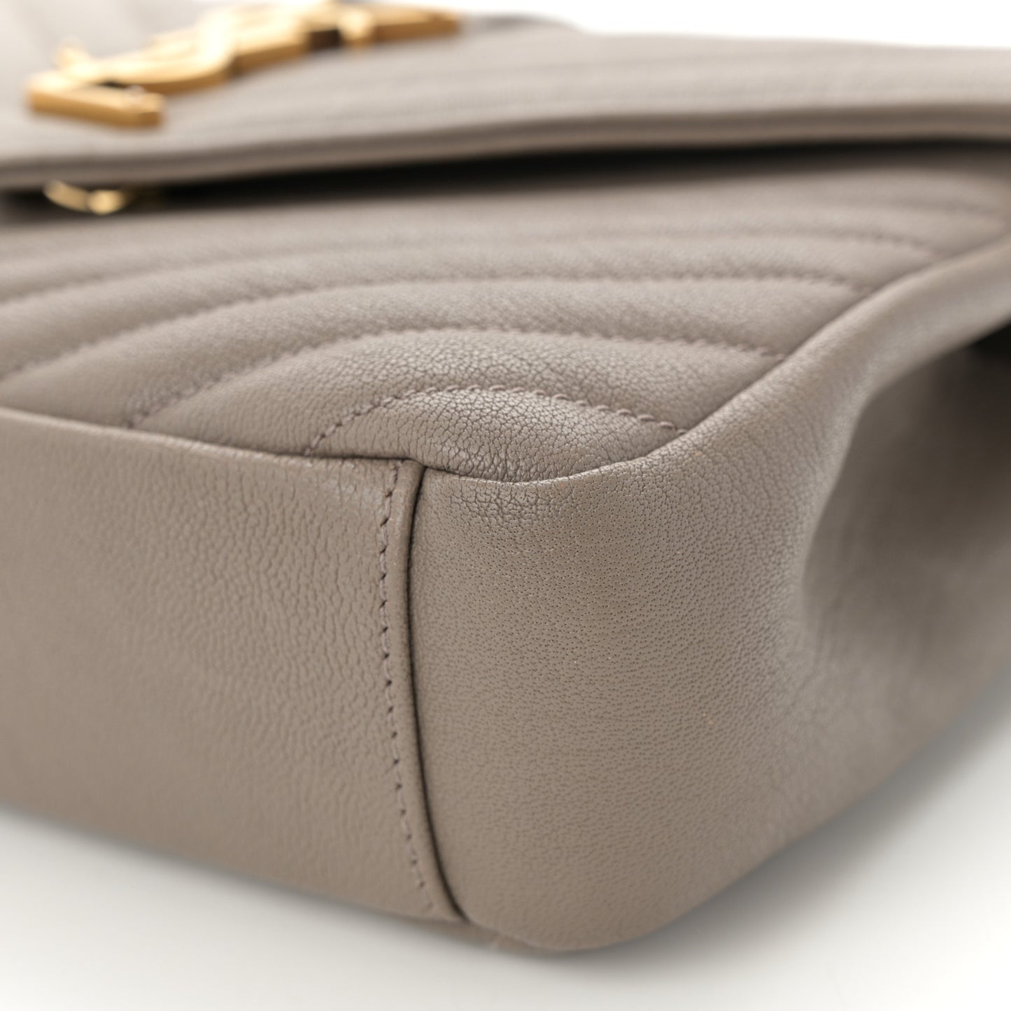 Sheepskin Matelasse Chevron Monogram Medium College Bag Greyish Brown
