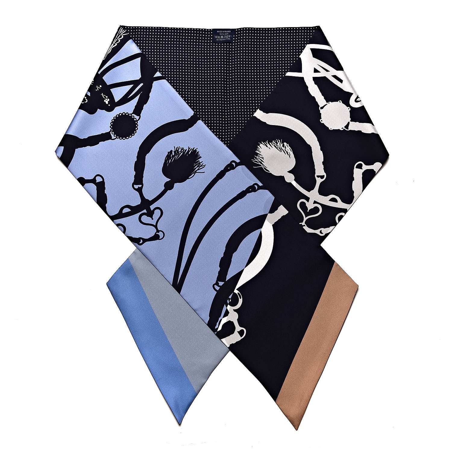 Hermes Silk Festival des Amazones Tattoo à Pois Maxi Twilly Caban Ciel White 1 of 5