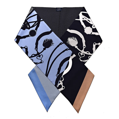 Hermes Silk Festival des Amazones Tattoo à Pois Maxi Twilly Caban Ciel White 1 of 5