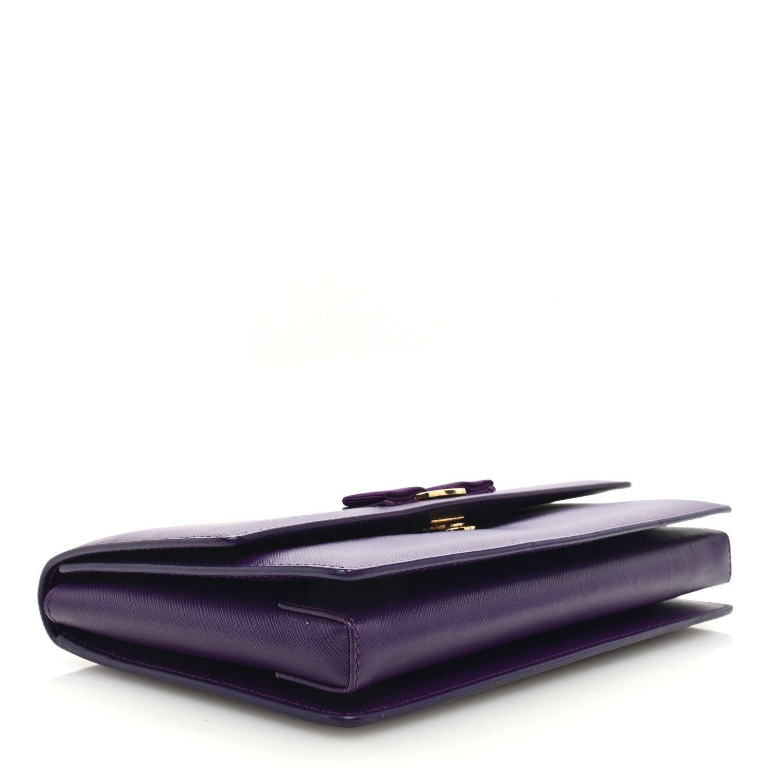 Salvatore Ferragamo Printed Calfskin Vara Bow Chain Flap Crossbody Purple 4 of 9