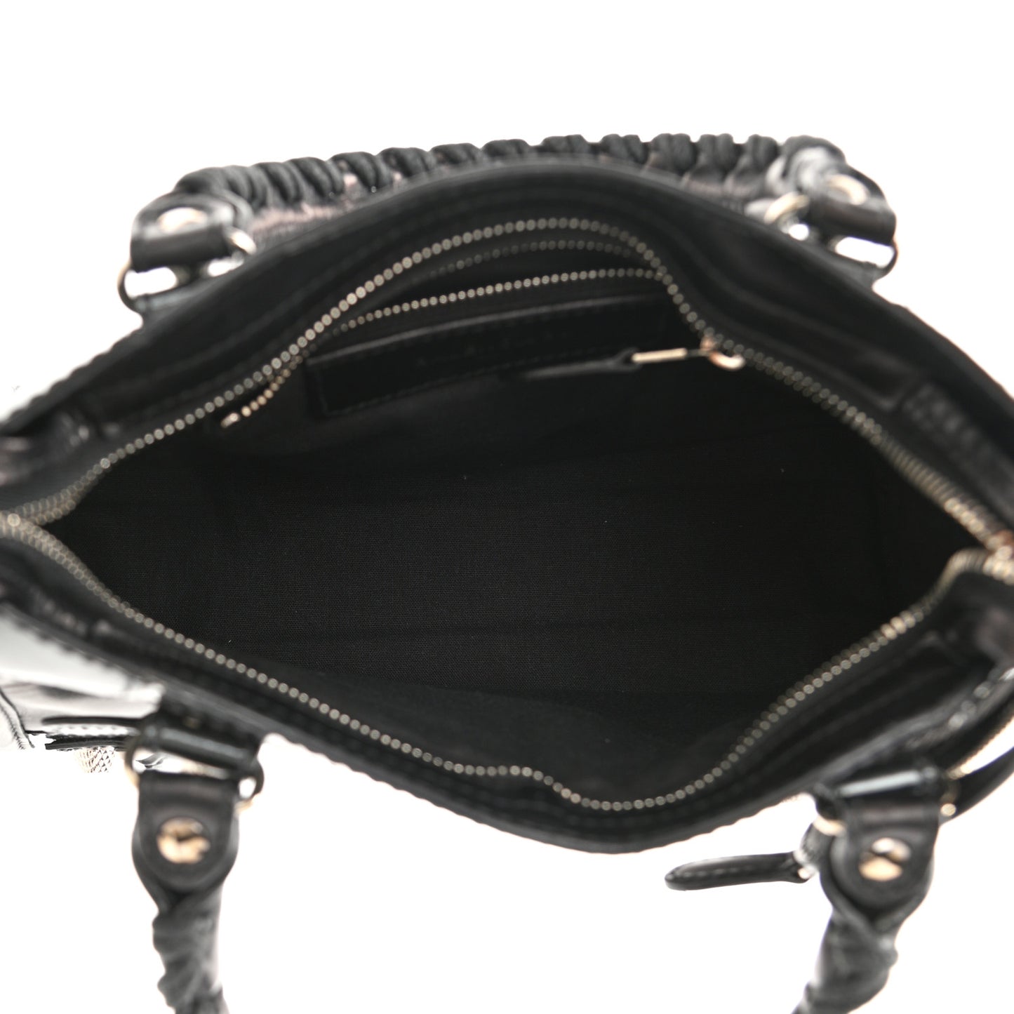 Smooth Calfskin Metallic Patent Giant 12 Silver Hardware Mini City Black Gris