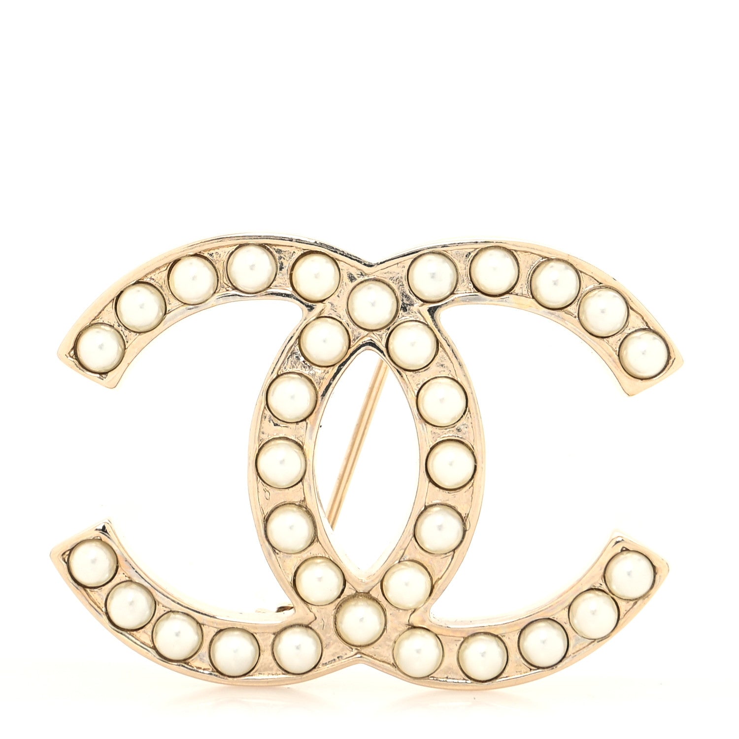 Chanel Pearl CC Brooch Light Gold 1 of 3
