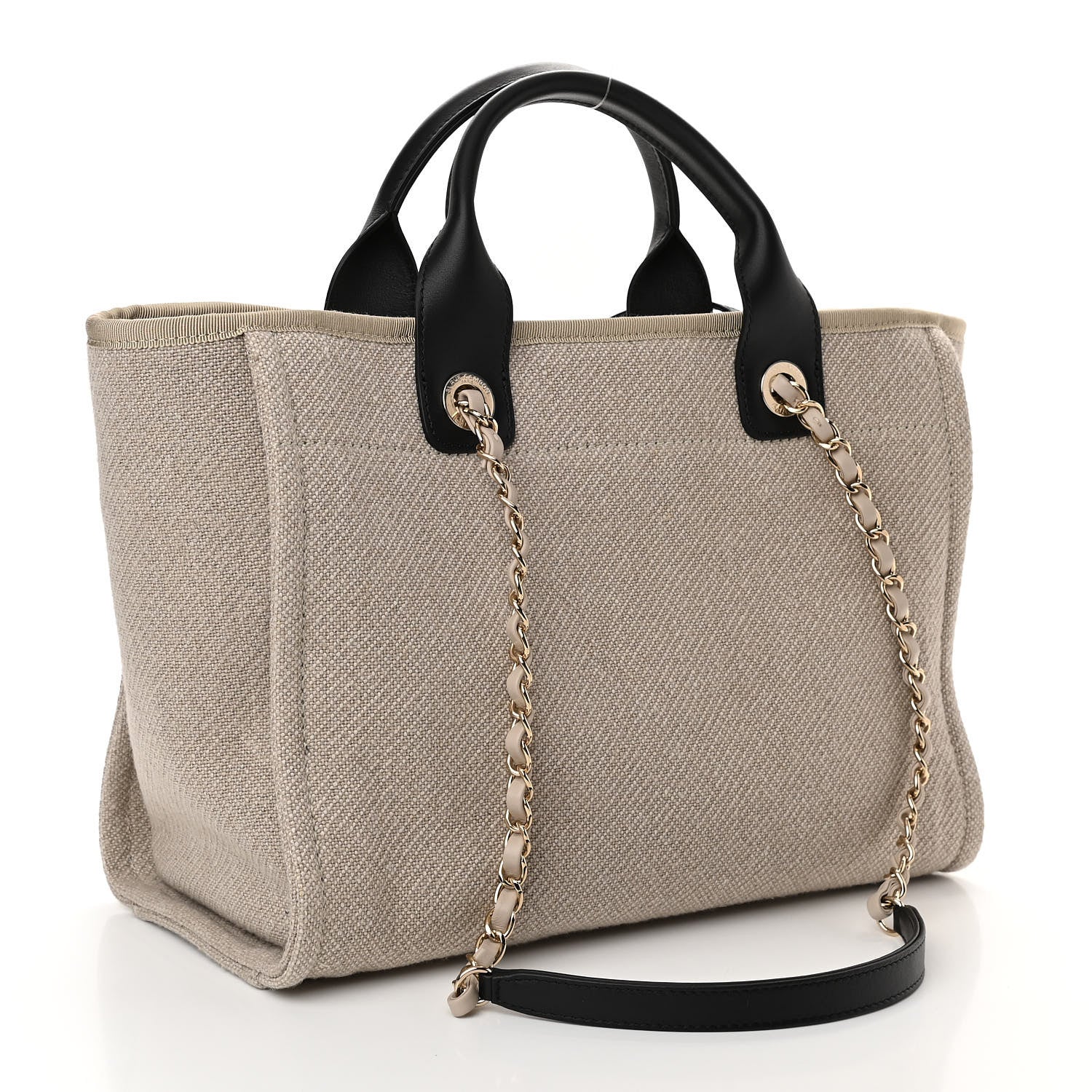 Chanel Mixed Fibers Small Deauville Tote Beige Black 4 of 11