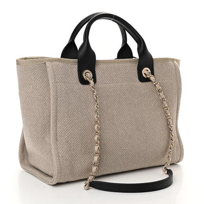 Chanel Mixed Fibers Small Deauville Tote Beige Black 4 of 11