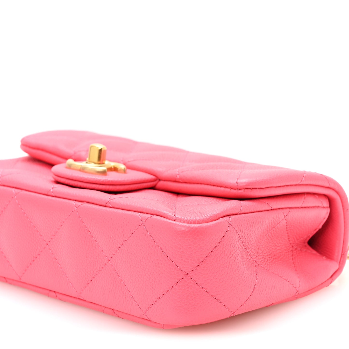 Caviar Quilted Mini Rectangular Sweetheart Flap Fuchsia