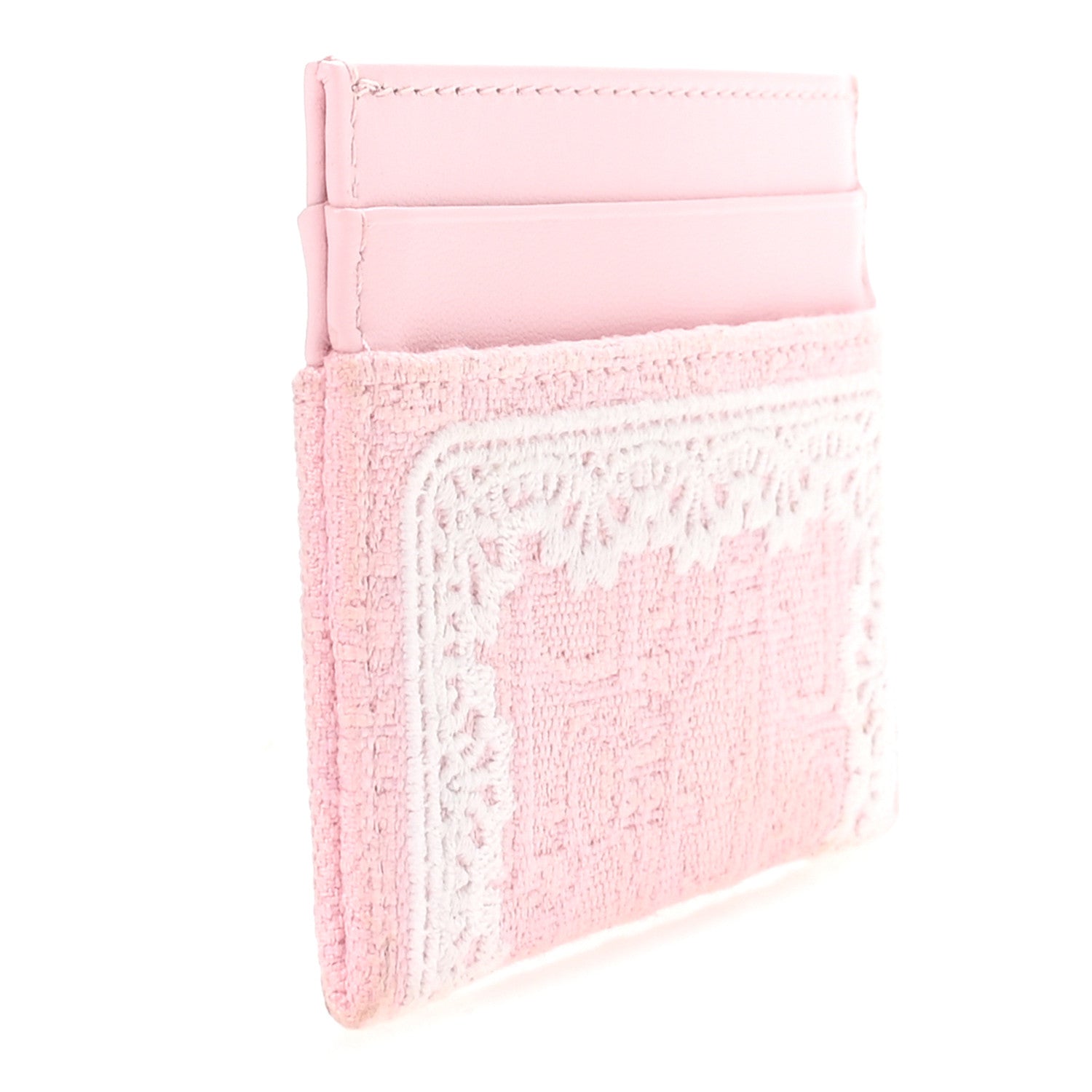 Christian Dior Calfskin Technical Fabric Oblique Lace Freesia Card
