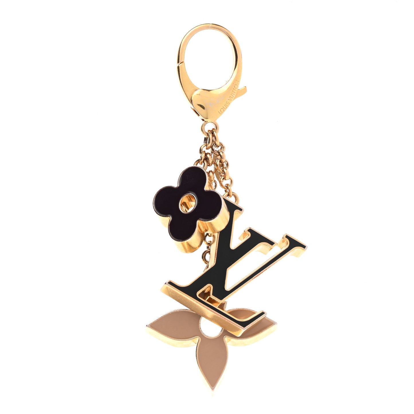 Fleur De Monogram Bag Charm Dore