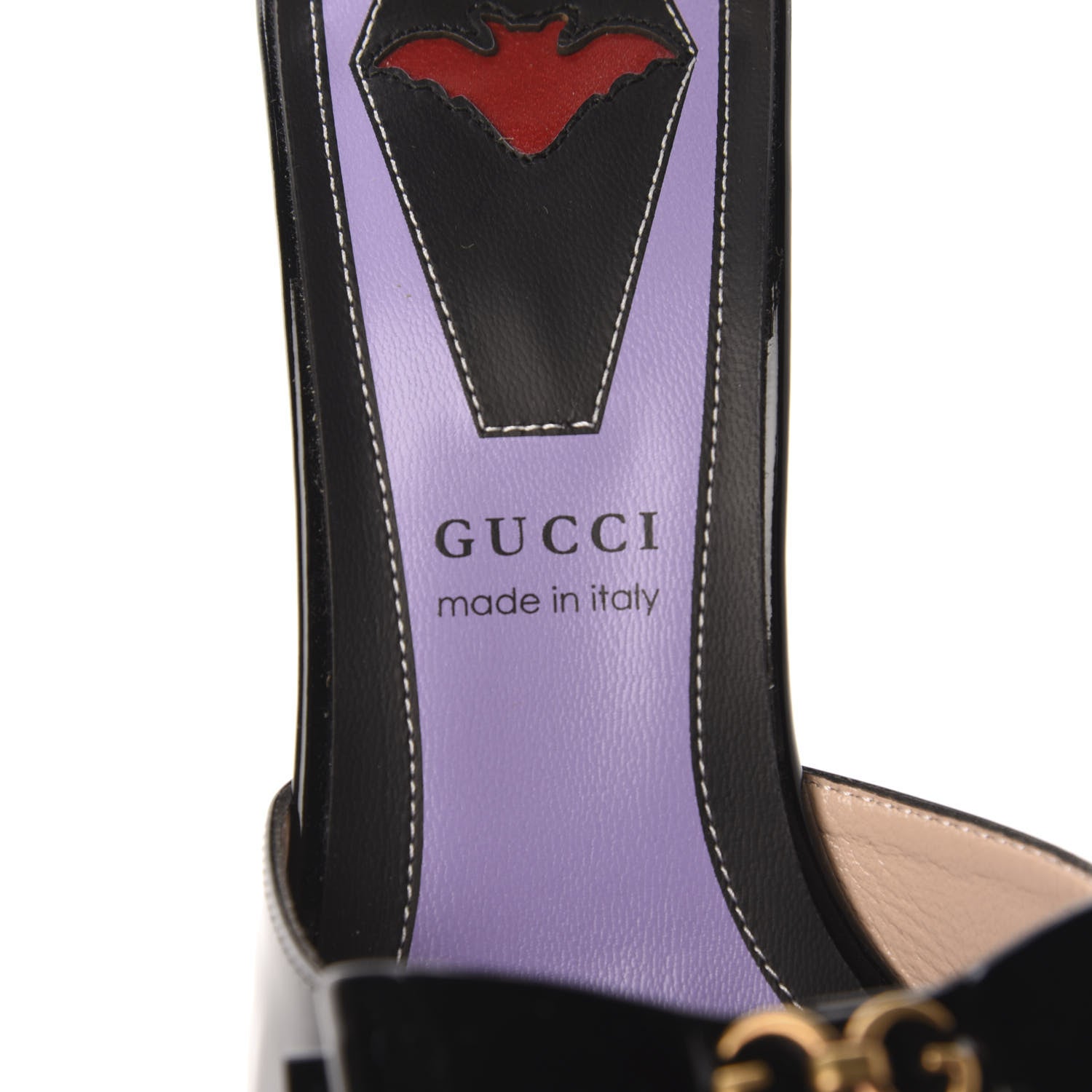 Gucci Patent Crystal GG Bow Sadie Spike Ankle Strap d'Orsay Platform High Heel Pumps 36.5 Black 6 of 9
