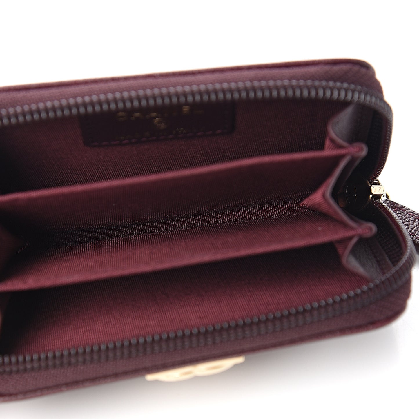 Caviar Quilted Boy Zip Around Coin Purse Wallet Dark Purple