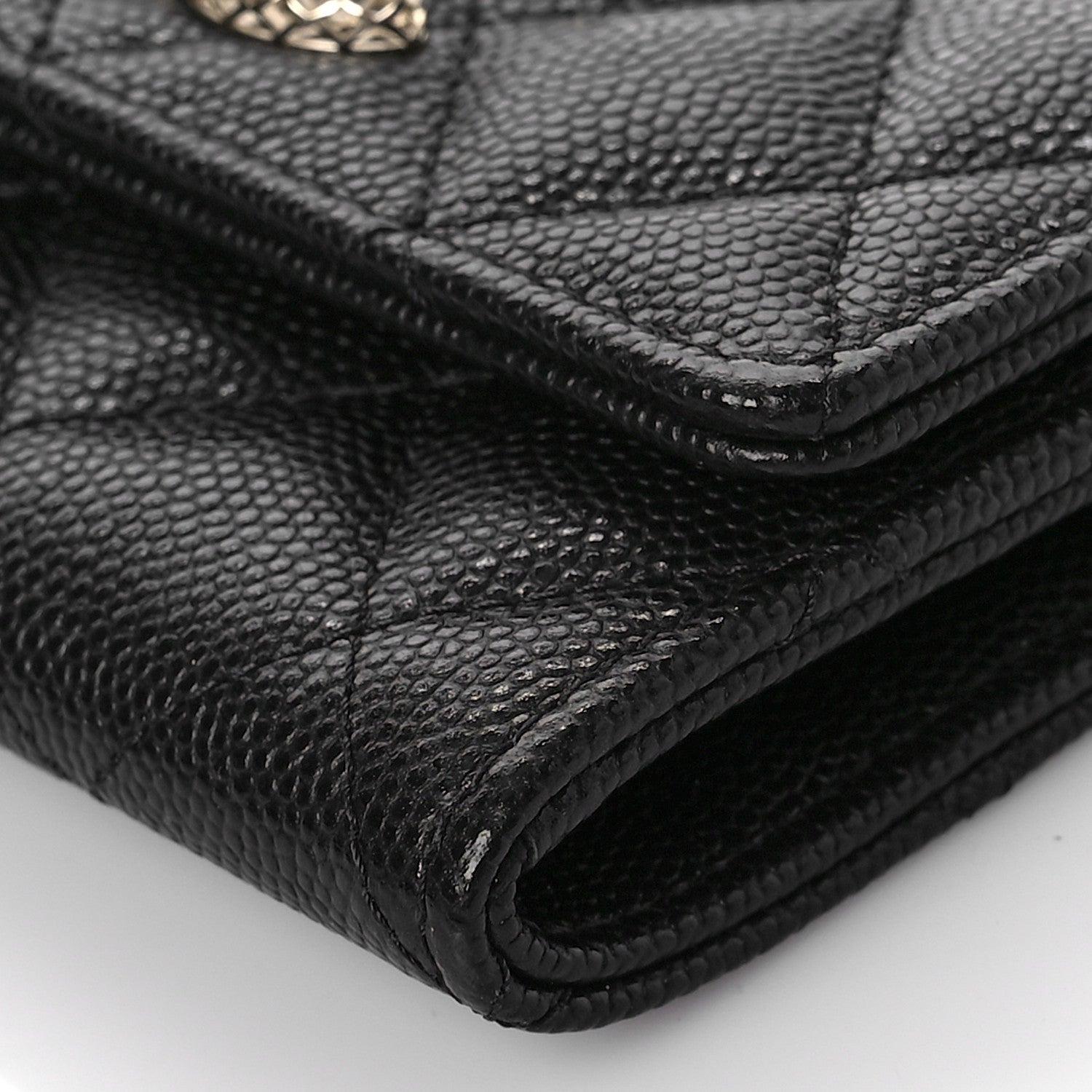 Chanel Caviar Metal Perforated Quilted CC Flap Card Holder Black 9 of 10