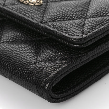 Chanel Caviar Metal Perforated Quilted CC Flap Card Holder Black 9 of 10