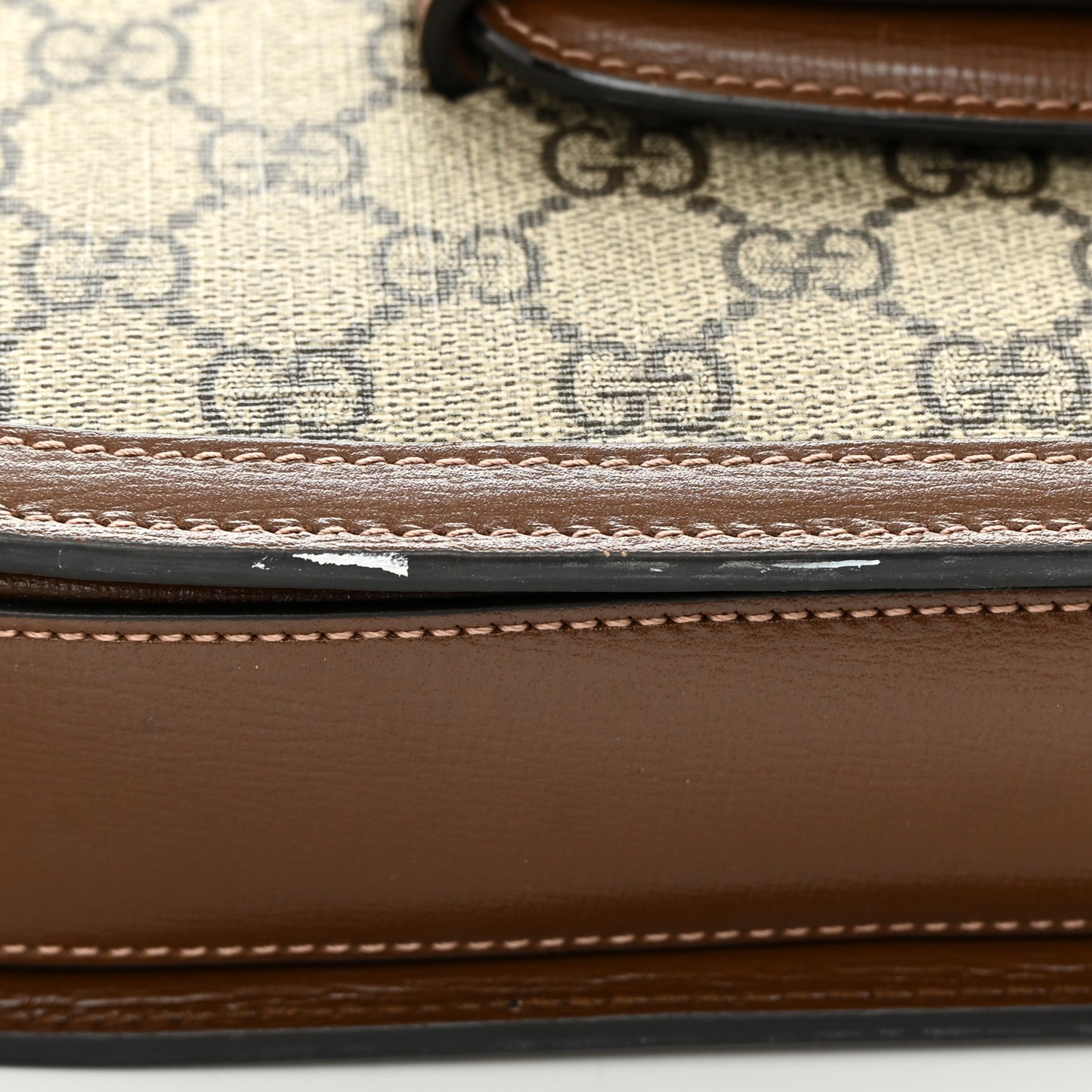 GG Supreme Monogram Horsebit 1955 Shoulder Bag Beige Brown Sugar