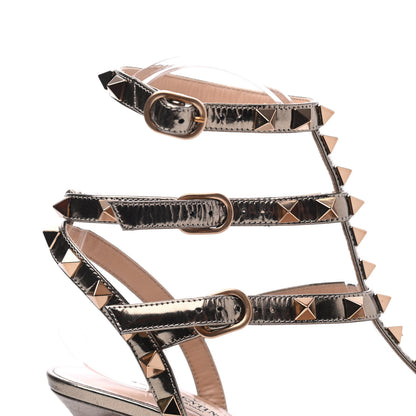 Valentino Garavani Metallic Pebbled Calfskin Patent Rockstud Ankle Strap 65mm Pumps 35 Sasso 12 of 14