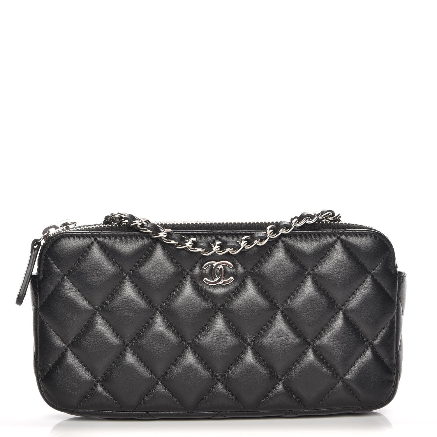 Chanel Lambskin Quilted Small Clutch With Chain Black 1 of 9
