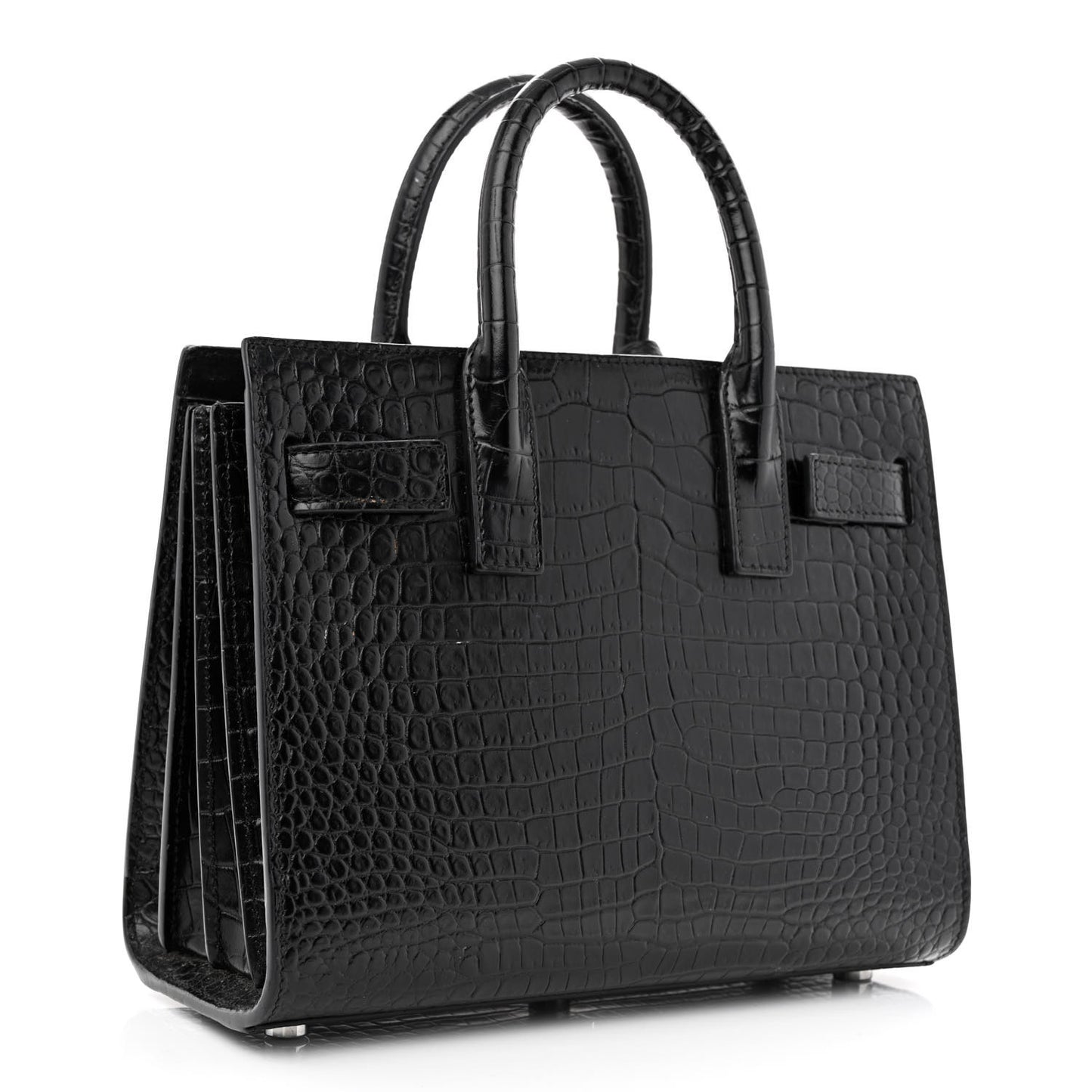 Calfskin Crocodile Embossed Nano Sac De Jour Black