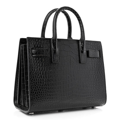 Saint Laurent Calfskin Crocodile Embossed Nano Sac De Jour Black 3 of 11