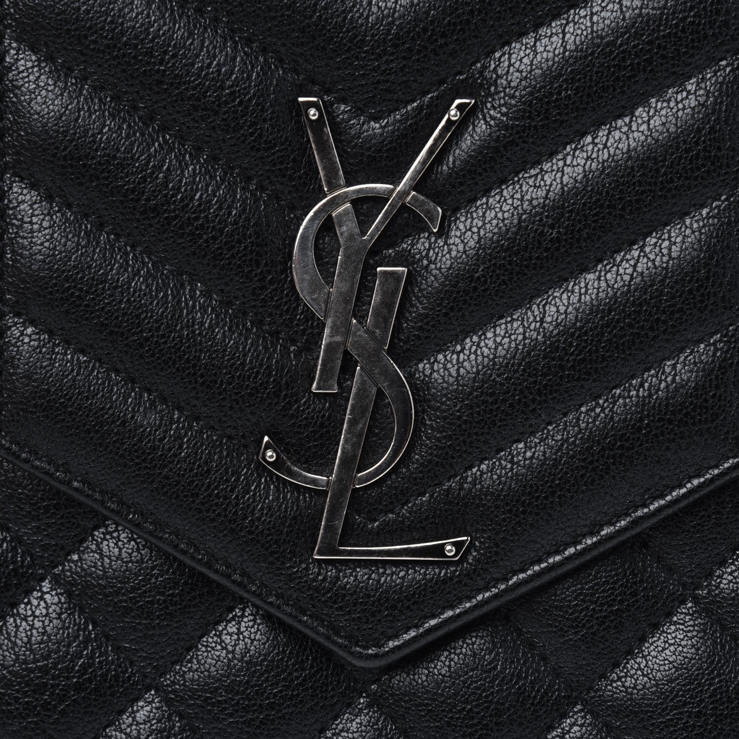 Saint Laurent Sheepskin Tri-Quilt Monogram Envelope Chain Wallet Black 12 of 13