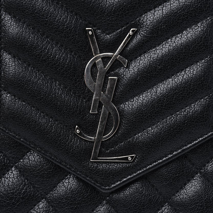 Saint Laurent Sheepskin Tri-Quilt Monogram Envelope Chain Wallet Black 12 of 13