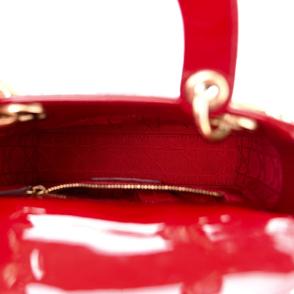 Christian Dior Patent Cannage Mini Lady Dior Red 5 of 10