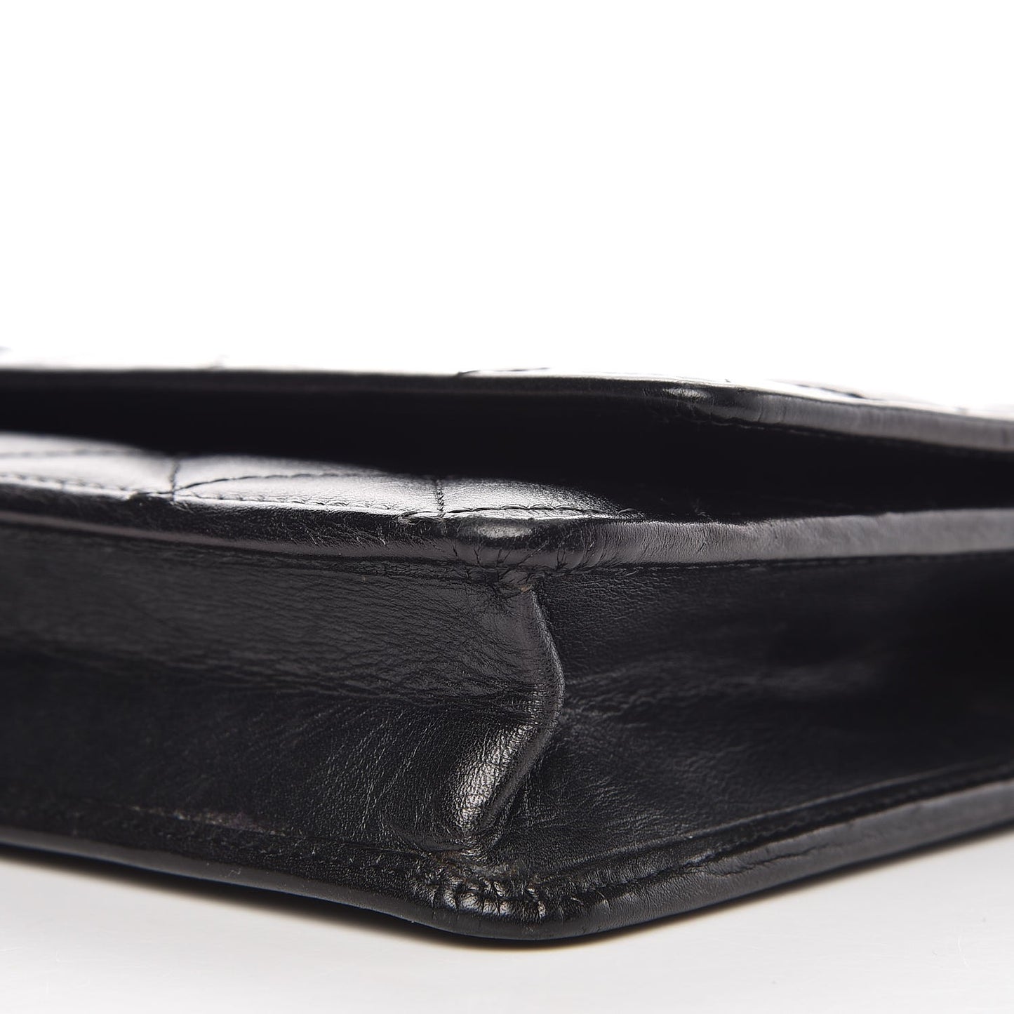 Calfskin Quilted Cambon Wallet On Chain WOC Black