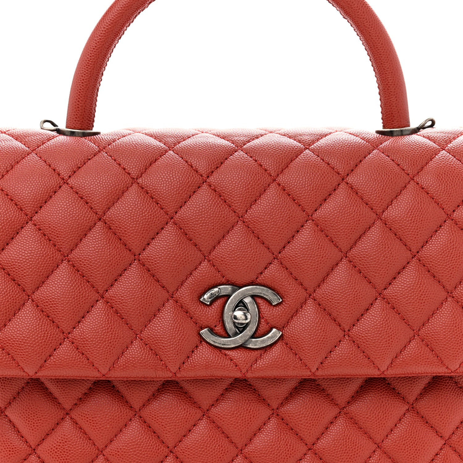 Chanel Caviar Quilted Medium Coco Handle Flap Dark Red 8 of 11