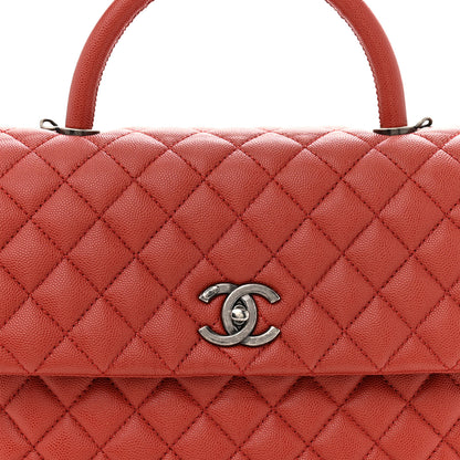 Chanel Caviar Quilted Medium Coco Handle Flap Dark Red 8 of 11