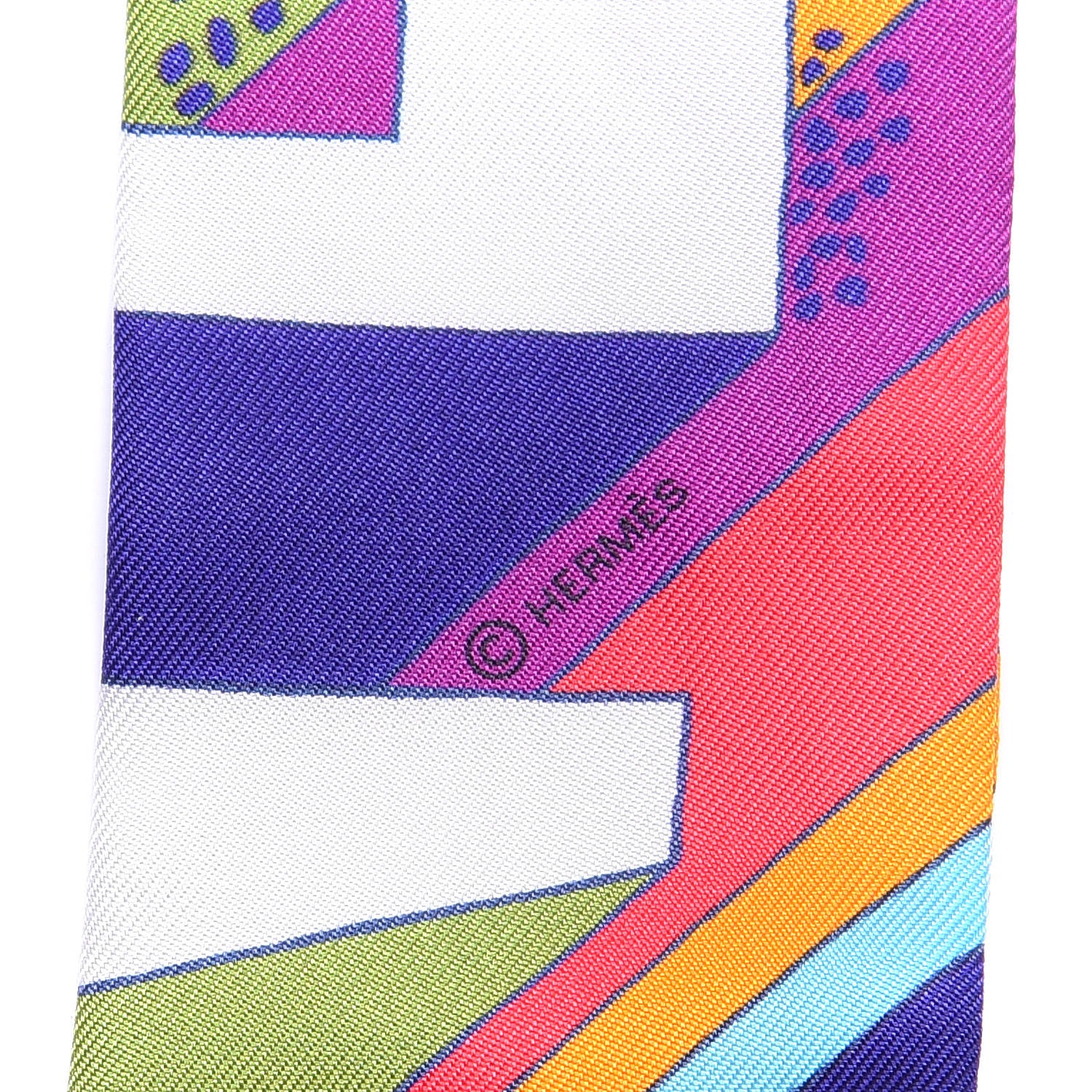 Hermes Silk On A Summer Day Twilly Bleu Roy Rouge Vert 4 of 4