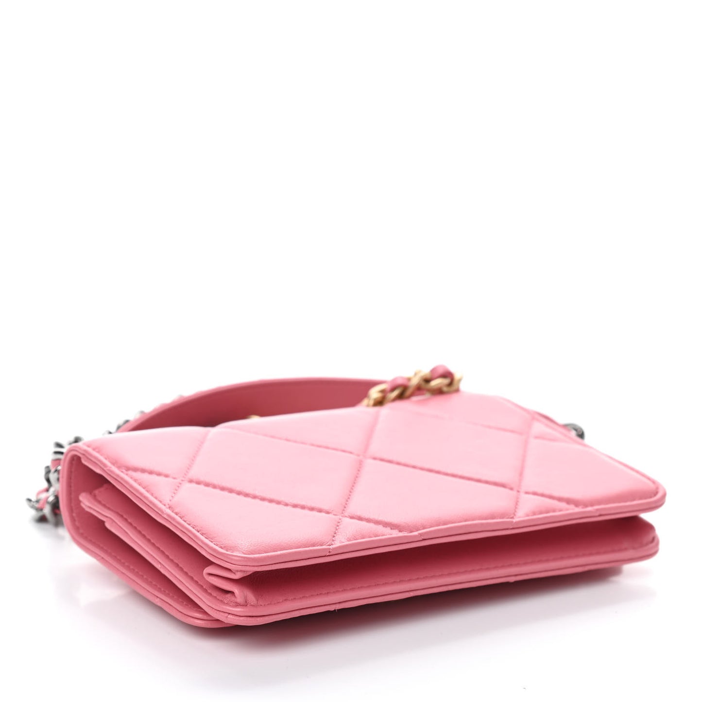 Lambskin Quilted Chanel 19 Wallet On Chain WOC Pink