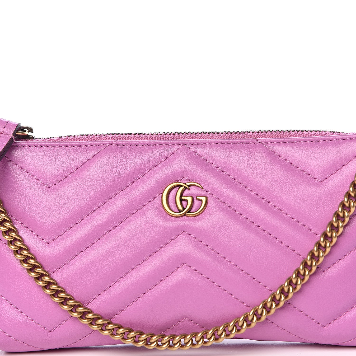 Gucci Calfskin Matelasse Mini GG Marmont Chain Bag Candy Mousse 10 of 10