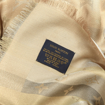 Louis Vuitton Silk Lurex Wool So Shine Monogram Shawl Beige 3 of 3