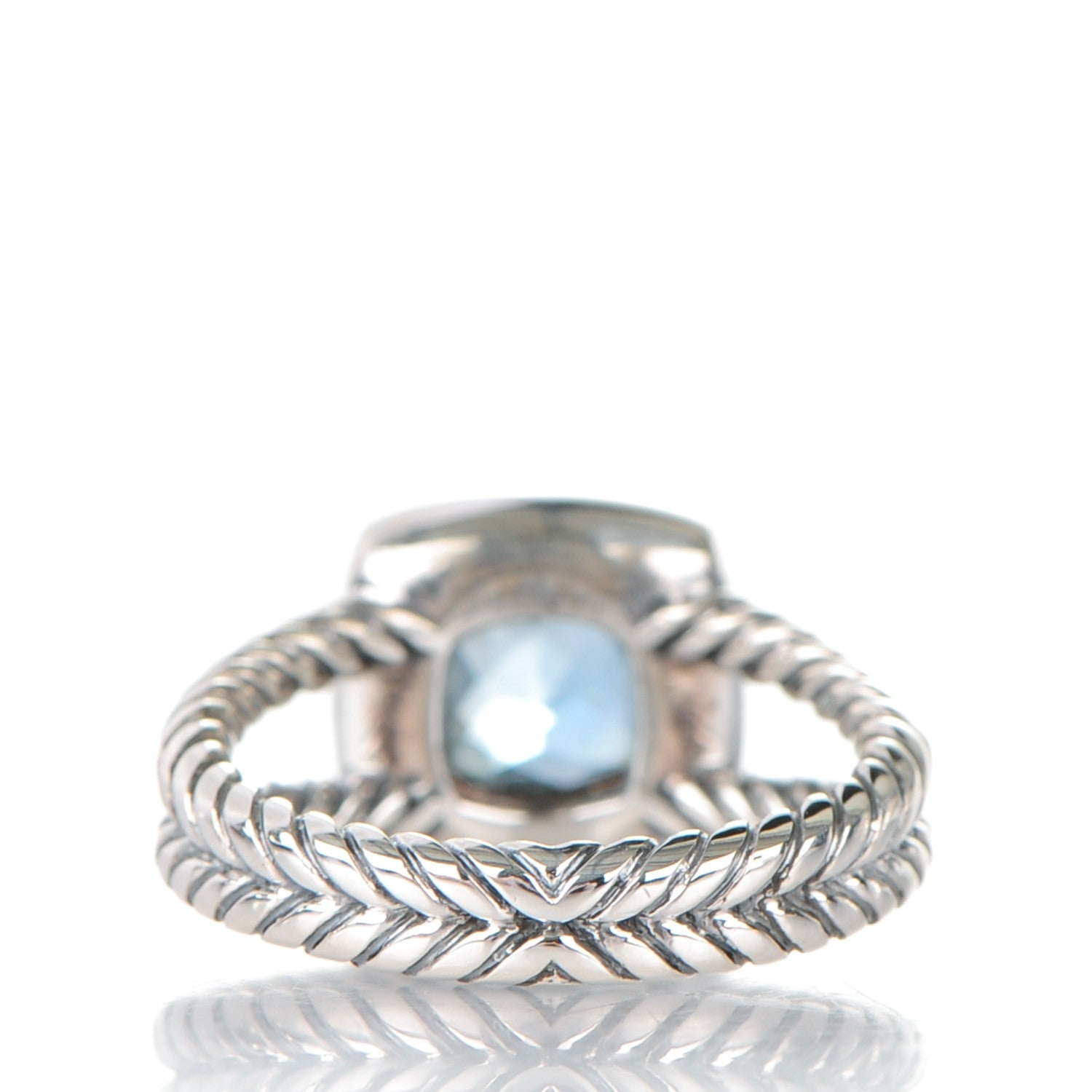 David Yurman Sterling Silver Diamond Blue Topaz 7mm Petite Albion Ring 52 6 3 of 4
