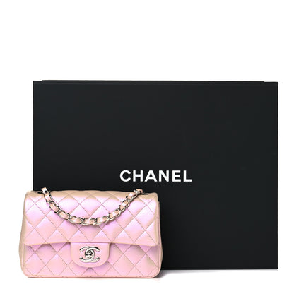 Chanel Iridescent Calfskin Quilted Mini Rectangular Flap Pink 12 of 12