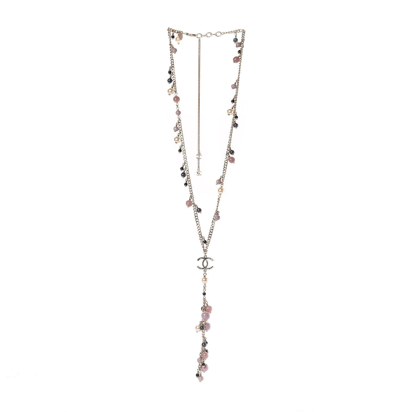 Pearl Beaded CC Necklace Gold Purple