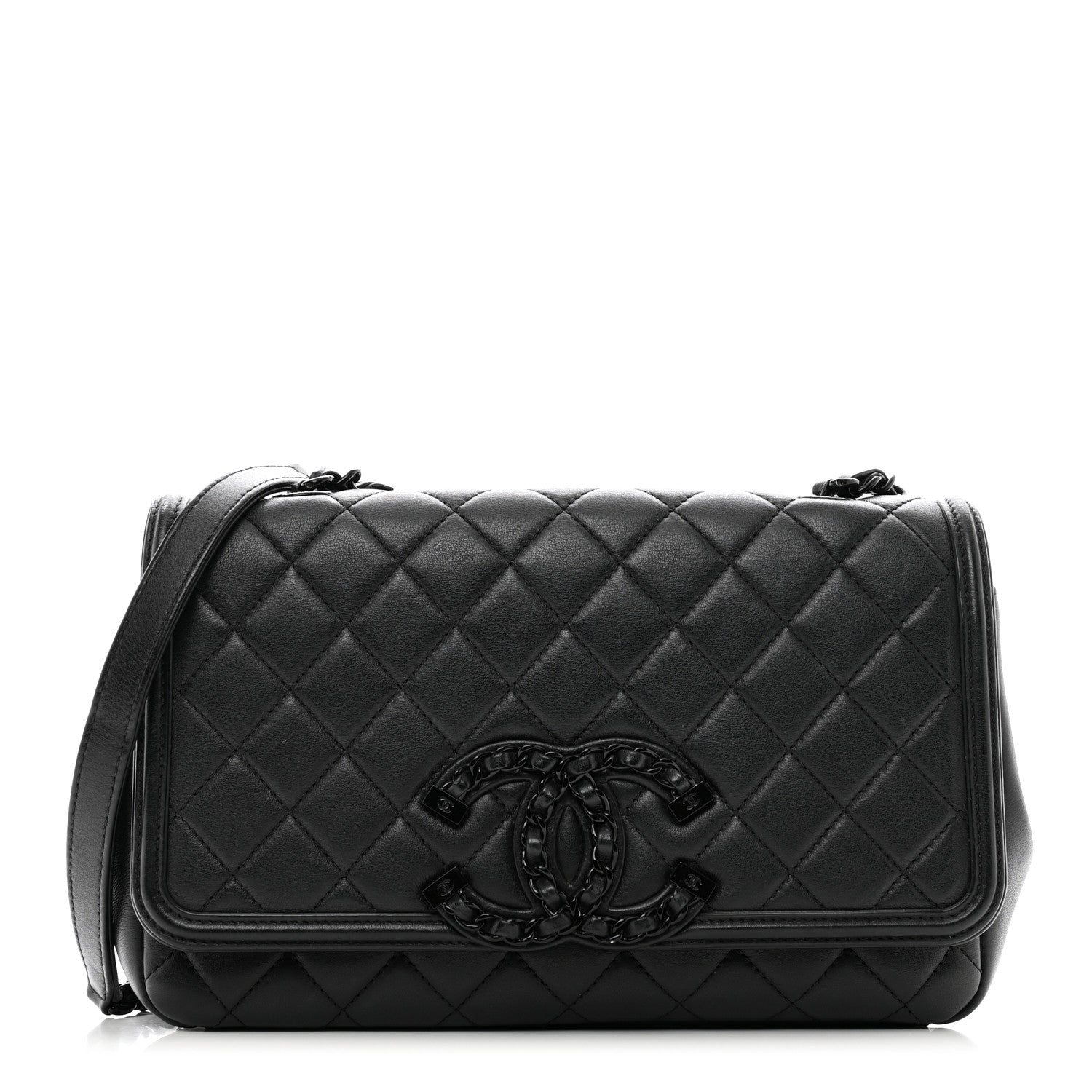 Chanel Lambskin Quilted Medium CC Filigree Flap Black 1 of 13