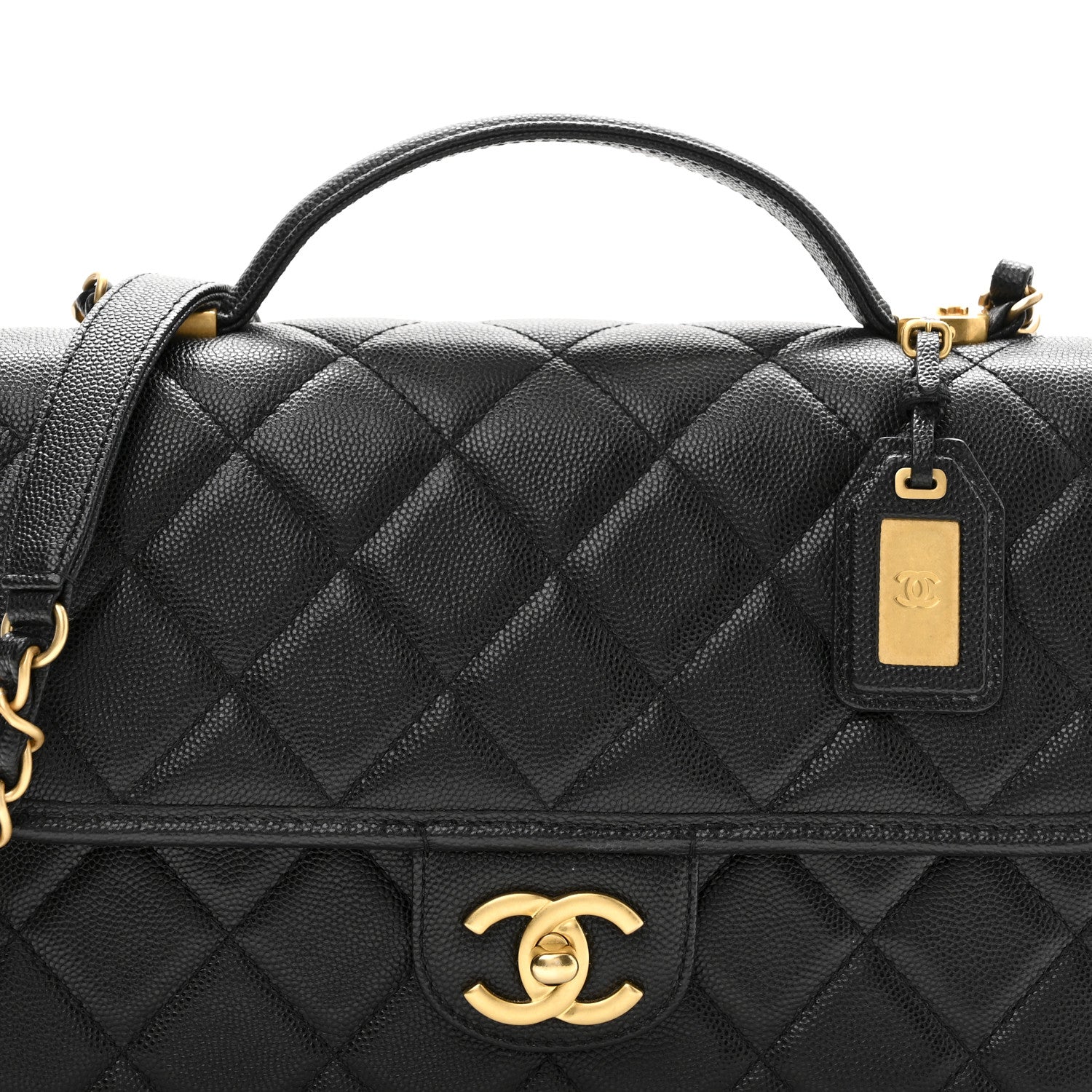 Chanel Caviar Quilted School Memory Small Top Handle Flap Black 8 of 10