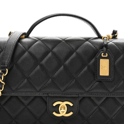 Chanel Caviar Quilted School Memory Small Top Handle Flap Black 8 of 10
