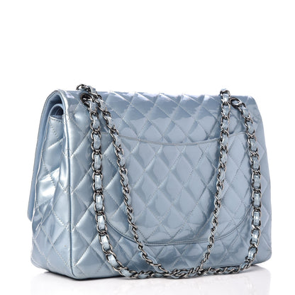 Chanel Patent Quilted Maxi Double Flap Light Blue 3 of 14