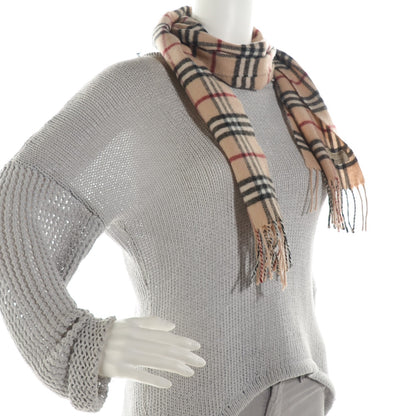 Burberry Lambswool Check Fringe Scarf Camel 3 of 5