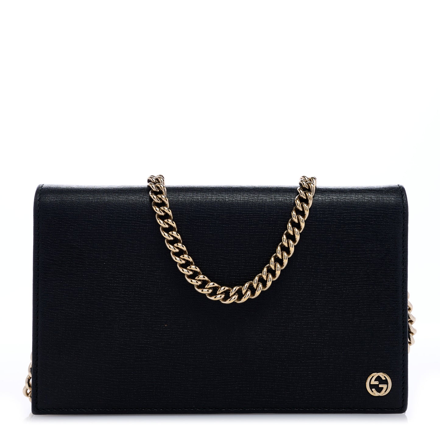 Textured Calfskin Medium Betty Chain Wallet Black
