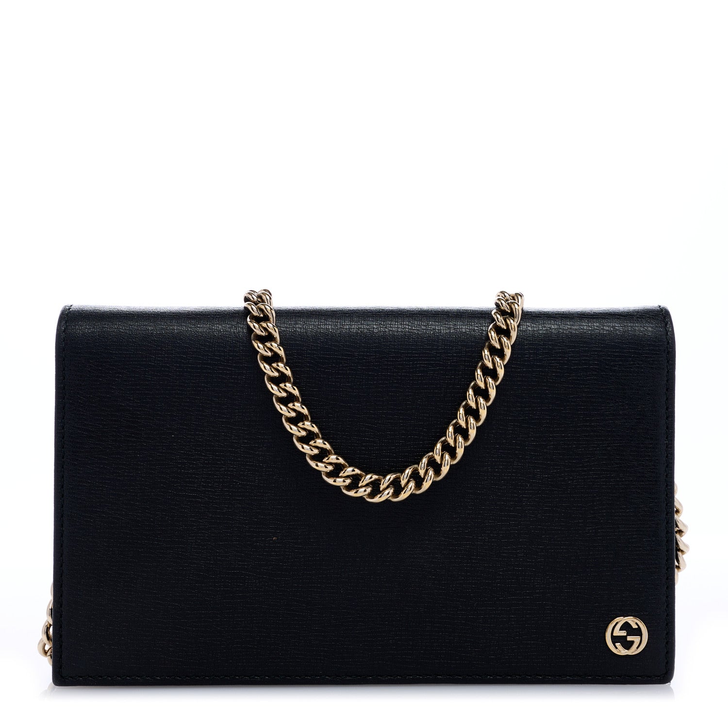 Gucci Textured Calfskin Medium Betty Chain Wallet Black 1 of 8