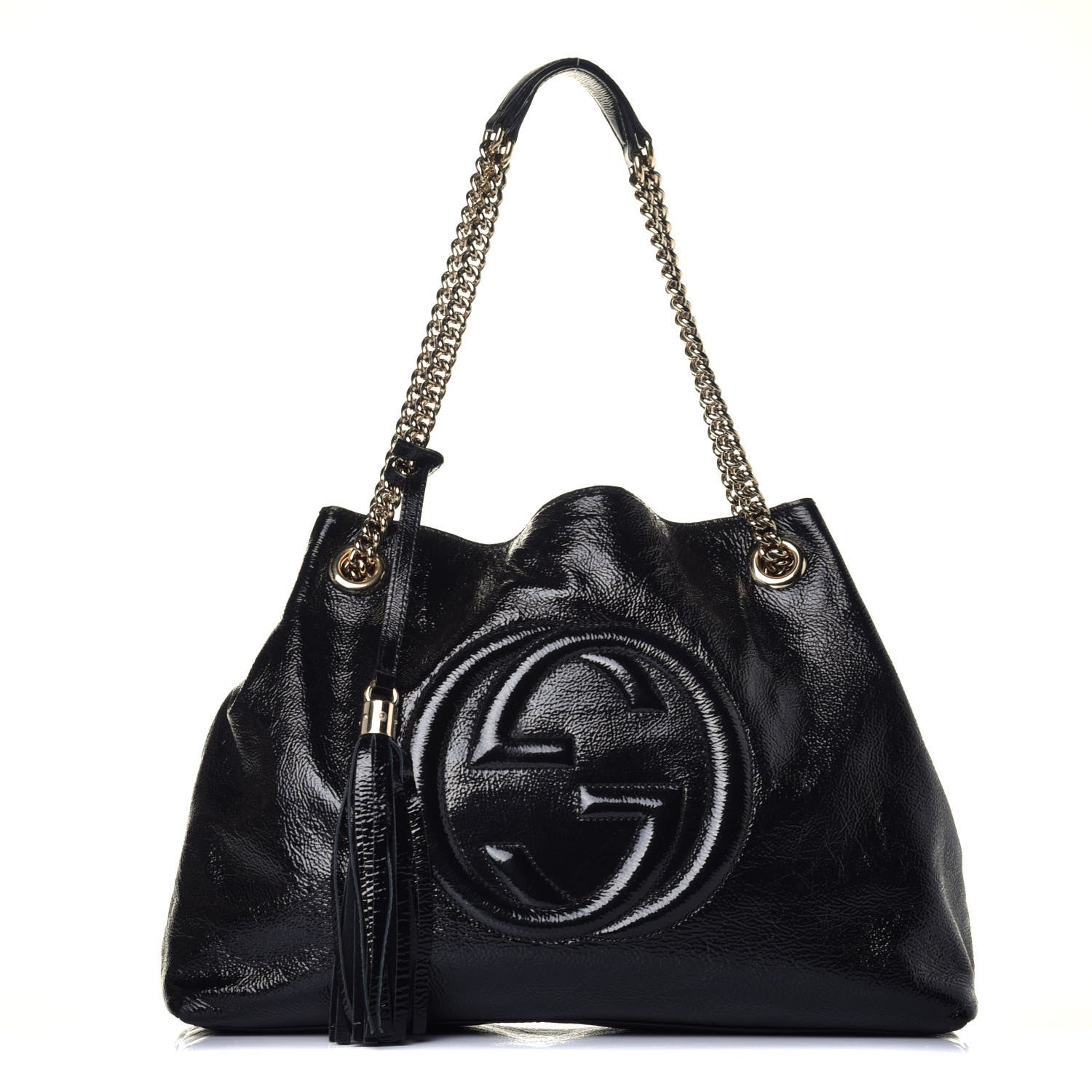 Gucci Patent Medium Soho Chain Shoulder Bag Black 1 of 9