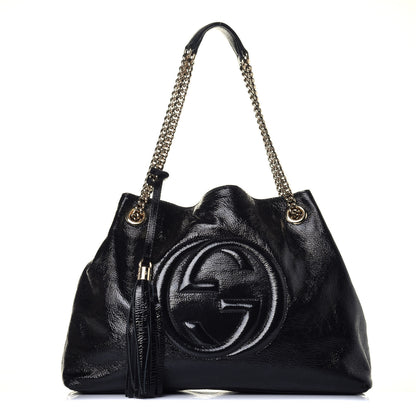 Gucci Patent Medium Soho Chain Shoulder Bag Black 1 of 9