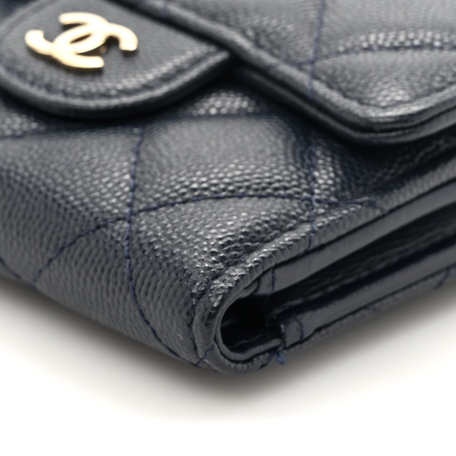 Chanel Caviar Quilted Compact Flap Wallet Navy 9 of 11
