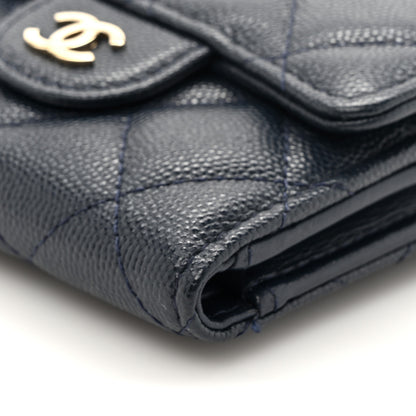 Chanel Caviar Quilted Compact Flap Wallet Navy 9 of 11