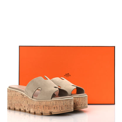 Hermes Suede Goatskin Cork Eze 30 Sandals 38 Beige Argile 11 of 11