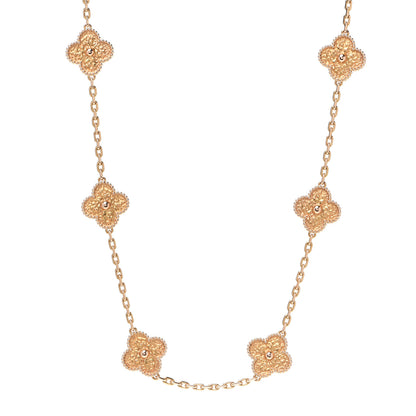 Van Cleef & Arpels 18K Rose Gold 10 Motifs Vintage Alhambra Necklace 1 of 6