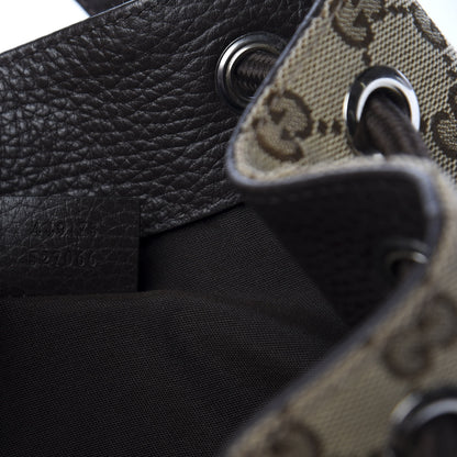 Gucci Monogram Dollar Calfskin O Drawstring Backpack Beige Ebony Testa di Moro Dark Chocolate 8 of 10