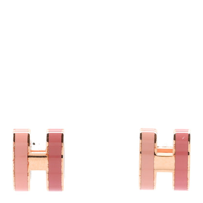 Hermes Rose Gold Lacquered Mini Pop H Earrings Rose Dragee 1 of 4