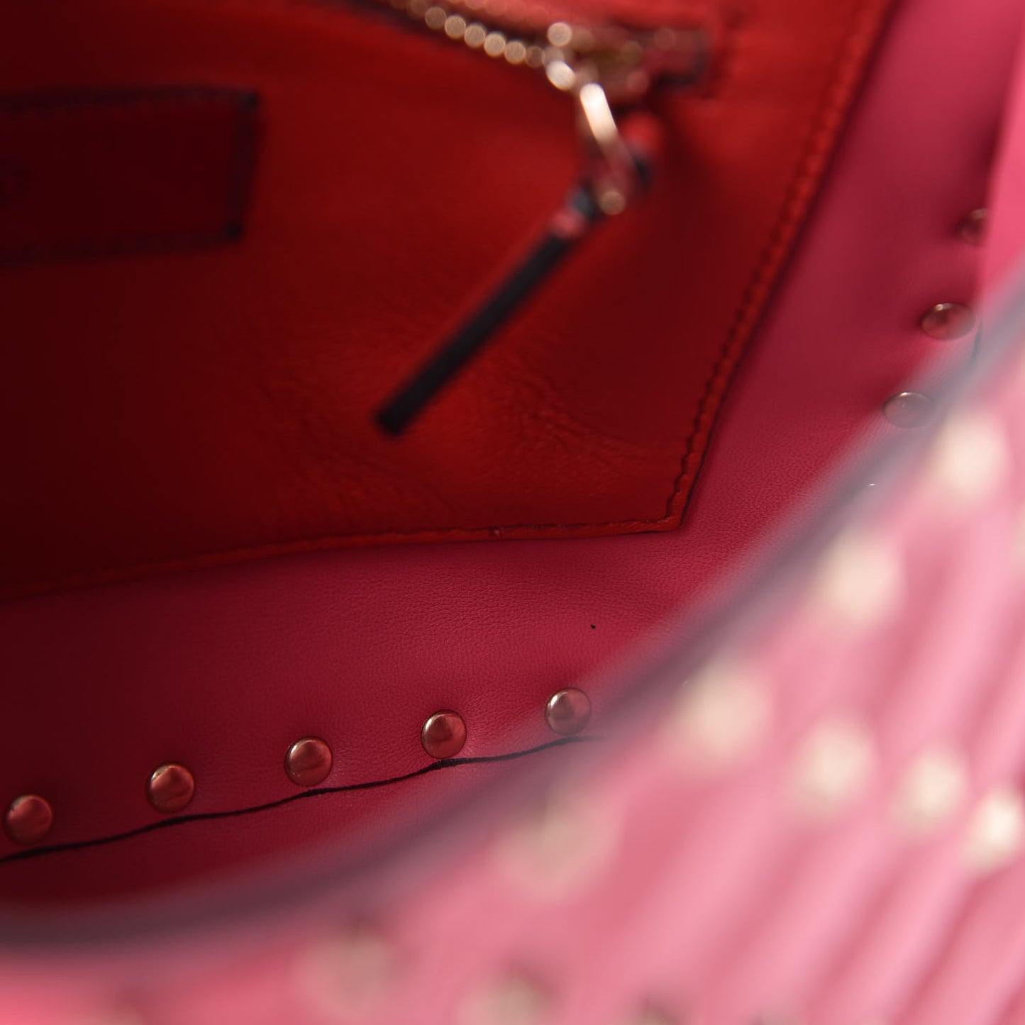 Lambskin Medium Rockstud Spike Shoulder Bag Pink